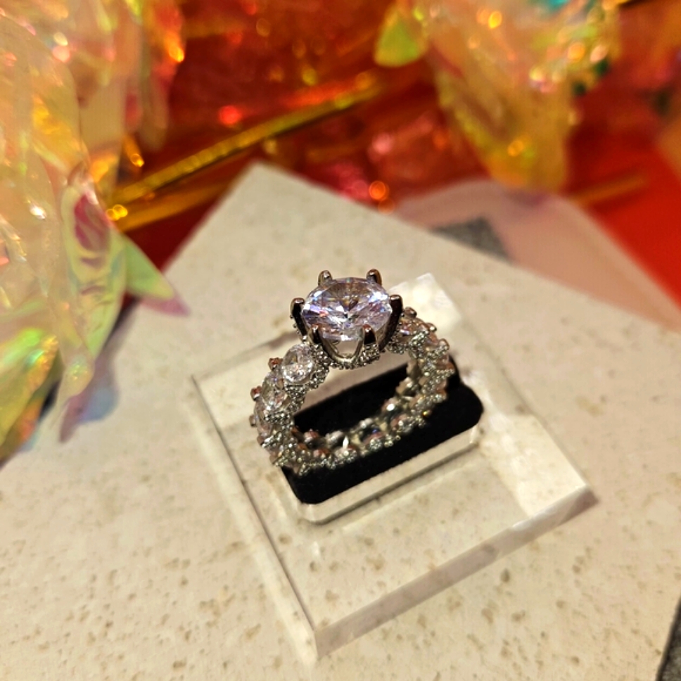 Silver Halo Infinity Diamond Ring Size 7 New